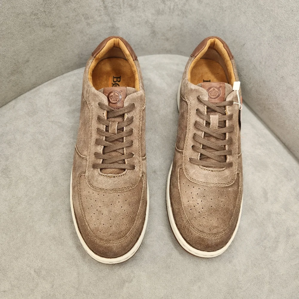 Born Sneakers Men's 10 Taupe Distressed Suede Captain Low Top Casual New $130
